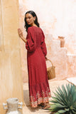 Gaun Maxi Kancing Boho Merah Ember Merah