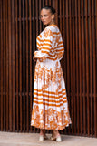 Tierra Rust Orange Tropical Maxi Dress