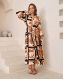 Delta Black Brown Tropical Maxi Dress