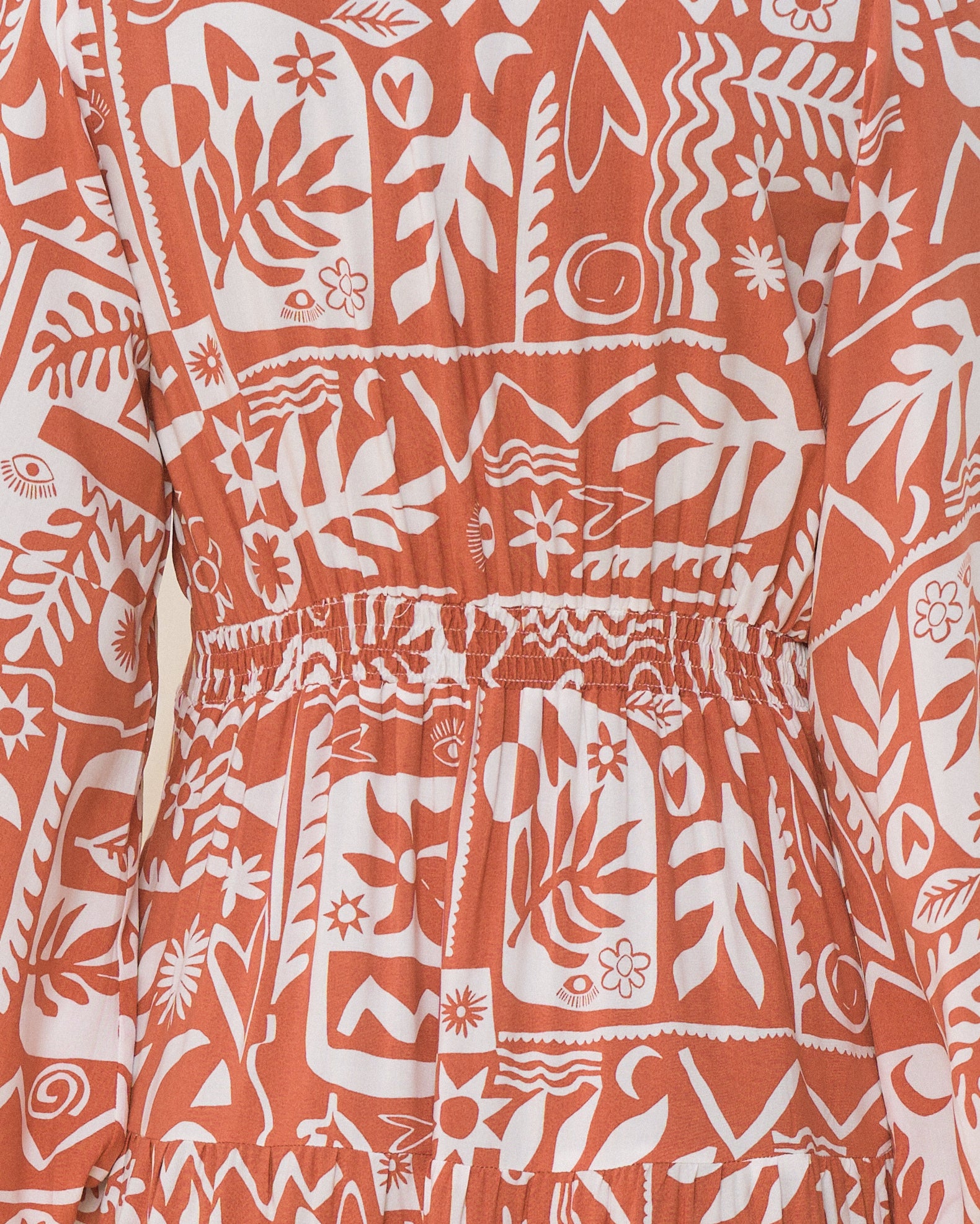 Sienna Rust Orange Abstract Tiered Maxi Dress