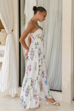 Elysiana Multicolour Abstract Tie Detail Tiered Maxi Dress