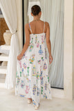 Elysiana Multicolour Abstract Tie Detail Tiered Maxi Dress