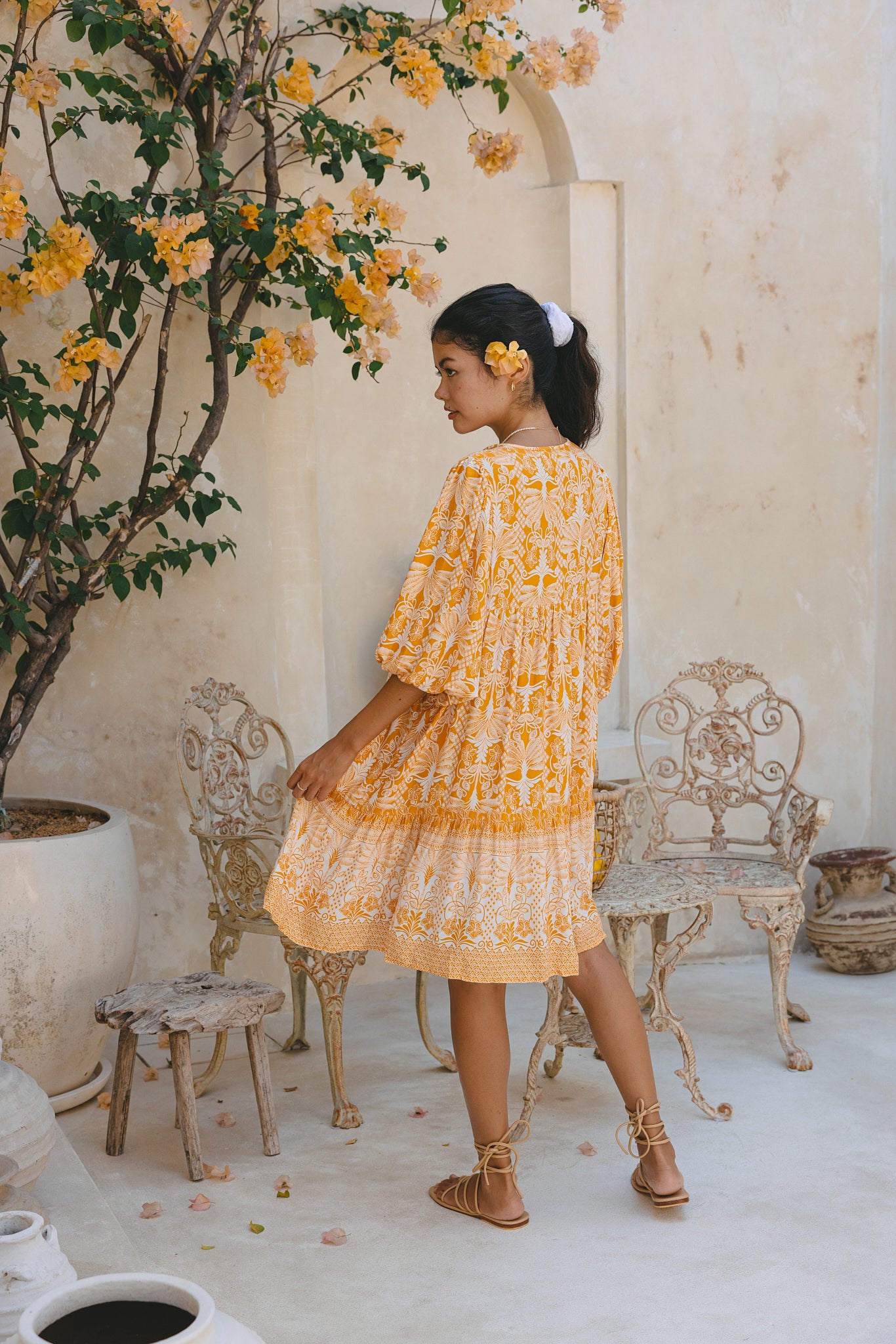 Marigold Yellow Orange Boho Mini Dress