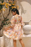 Cornelia Orange Boho Patchwork Mini Dress