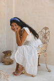 Gaun Midi Dasi Berjenjang Putih Genevie
