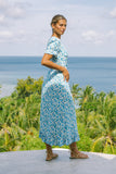Felicie Blue Floral Wrap Midi Dress