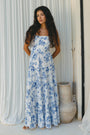 Rosette Blue Floral Tiered Maxi Dress