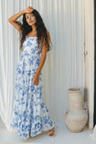 Rosette Blue Floral Tiered Maxi Dress