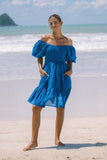 Brielle Blue Puff Sleeve Mini Dress