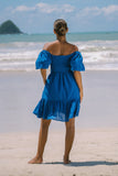 Brielle Blue Puff Sleeve Mini Dress