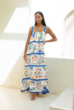 Calantha Multicolour Floral Ric Rac Tiered Maxi Dress