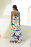 Calantha Multicolour Floral Ric Rac Tiered Maxi Dress