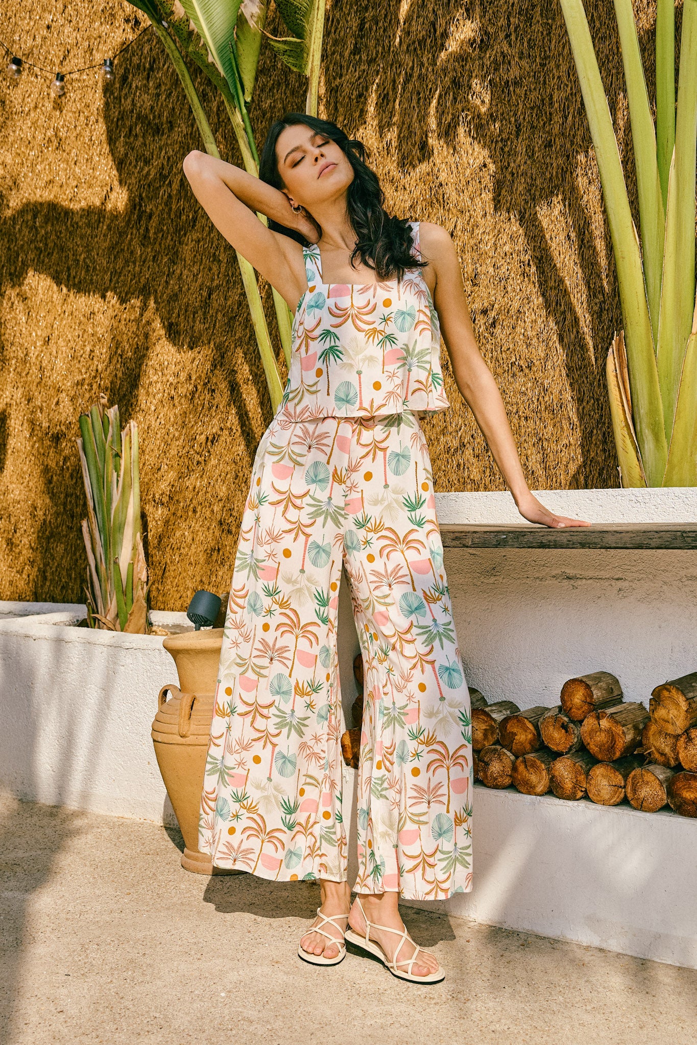 Paloma Brown Green Tropical Jumpsuit