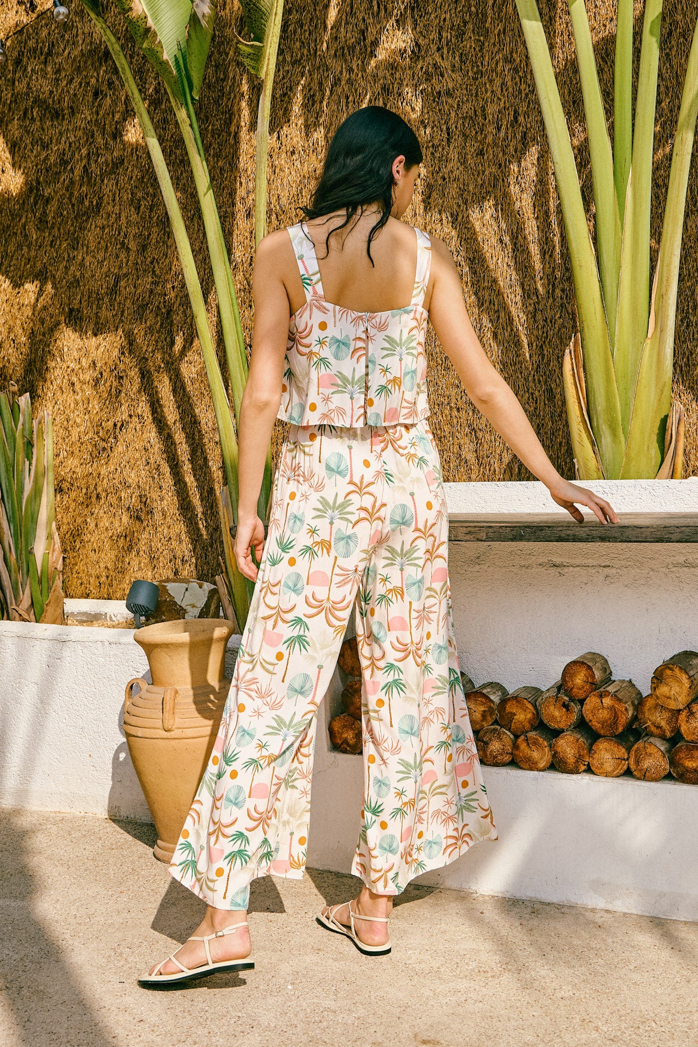 Paloma Brown Green Tropical Jumpsuit