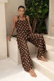 Zena Brown White Polka Dot Jumpsuit
