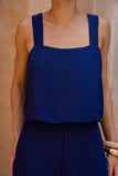 Leilani Navy Gold Tropical Jumpsuit