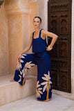 Leilani Navy Gold Tropical Jumpsuit