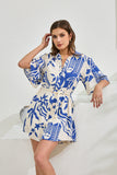 Cali Blue Abstract Belted Mini Dress