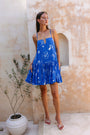 Mariselle Blue Ocean Abstract Mini Dress