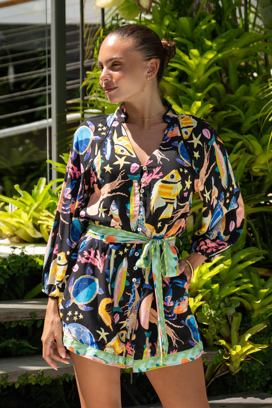 Delmare Multicolour Abstract Playsuit