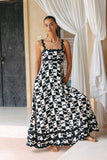 Nydia Black Geo Tile Ric Rac Maxi Dress