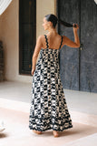 Nydia Black Geo Tile Ric Rac Maxi Dress