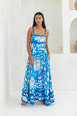 Soquila Blue Tropical Ric Rac Maxi Dress