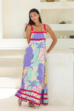 Paradisio Purple Tropical Ric Rac Maxi Dress