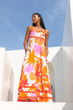 Calinda Orange Abstract Ric Rac Maxi Dress