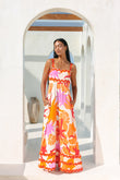 Calinda Orange Abstract Ric Rac Maxi Dress