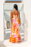 Calinda Orange Abstract Ric Rac Maxi Dress