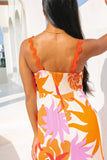 Calinda Orange Abstract Ric Rac Maxi Dress