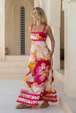 Genevieve Pink Floral Ric Rac Maxi Dress