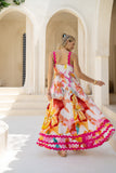 Genevieve Pink Floral Ric Rac Maxi Dress
