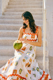 Citrina Multicolour Tropical Ric Rac Tiered Maxi Dress