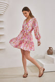 Anthea Pink Floral Long Sleeve Mini Dress