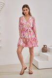 Anthea Pink Floral Long Sleeve Mini Dress