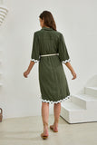 Keller Khaki Green Ric Rac Midi Dress