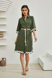 Keller Khaki Green Ric Rac Midi Dress