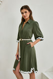 Keller Khaki Green Ric Rac Midi Dress