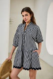 Noralee Black Gingham Ric Rac Mini Dress