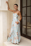 Lari Blue Abstract Flared Maxi Dress