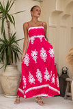 Lula Hot Pink Abstract Flared Maxi Dress