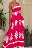 Lula Hot Pink Abstract Flared Maxi Dress