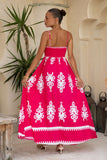 Lula Hot Pink Abstract Flared Maxi Dress