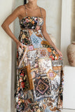 Alessia Black Abstract Flared Maxi Dress