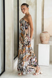 Alessia Black Abstract Flared Maxi Dress