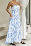 Fiora Blue Floral Flared Maxi Dress