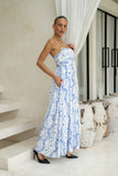 Fiora Blue Floral Flared Maxi Dress