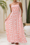 Rosaia Red Boho Floral Flared Maxi Dress
